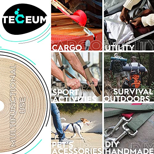 Image of TECEUM 3 /4 inch & 5 /8 inch & 1 inch & 1.5 inch & 2 inch Webbing - 10 25 50 Yards - 40+ Colors - Heavy Duty 1 Inch 1.5 Inch 2 Inch Backpack Straps - Webbing for Outdoors Indoors Crafting DIY