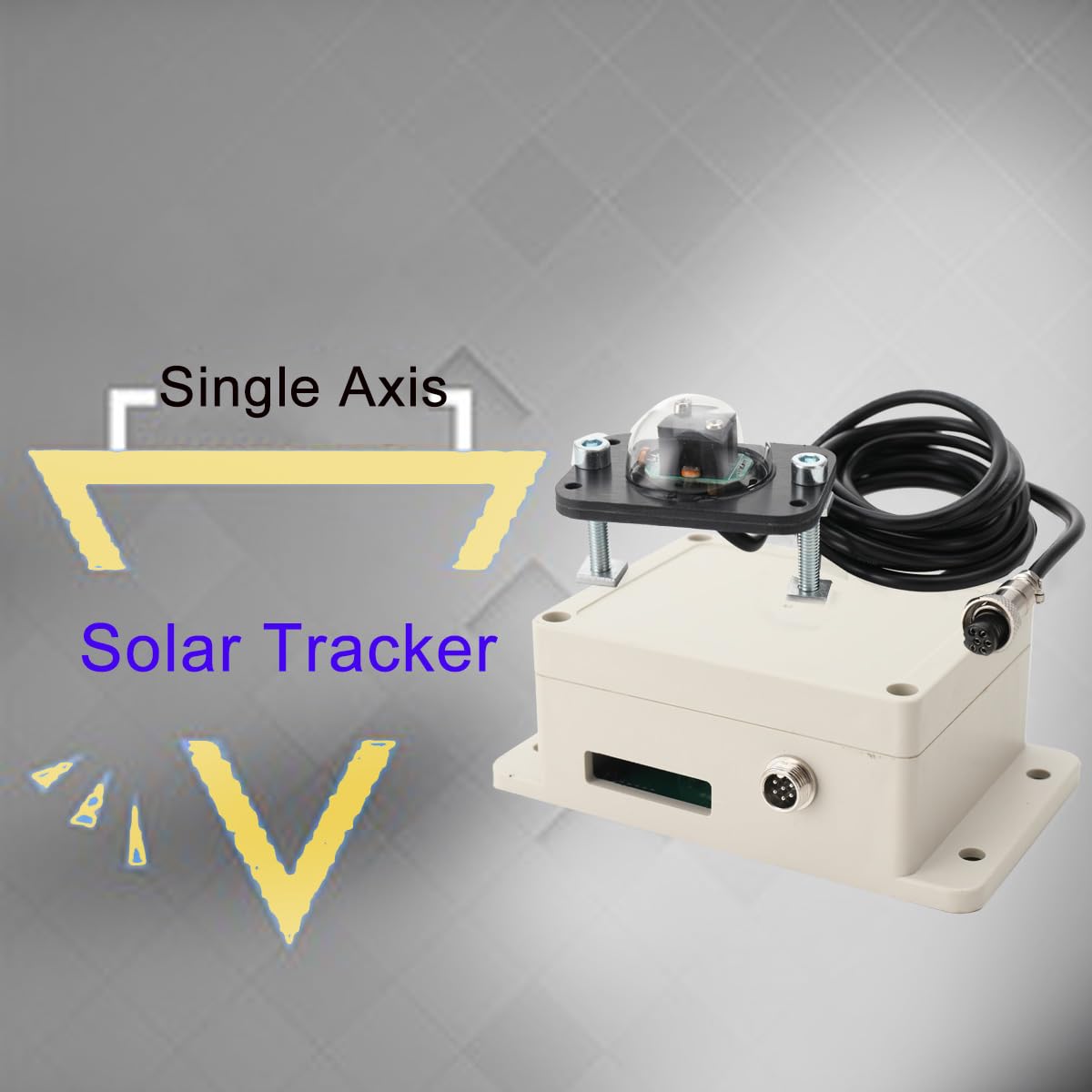MreryyseSystème de Suivi Solaire avec Câble de 2M, Contrôleur de Suivi Solaire, Interrupteur Manuel Automatique Vertical Vers le Soleil (Simple Axe)