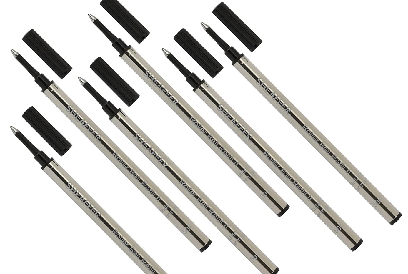 Lot de 6 recharges Sheaffer Slim pour stylos roller Sheaffer Valor, Agio, Prelude, intesity, VFM, Taranis, Sagaris, Sheaffer (100, 200, et 300) dans un tube de rangement (noir)