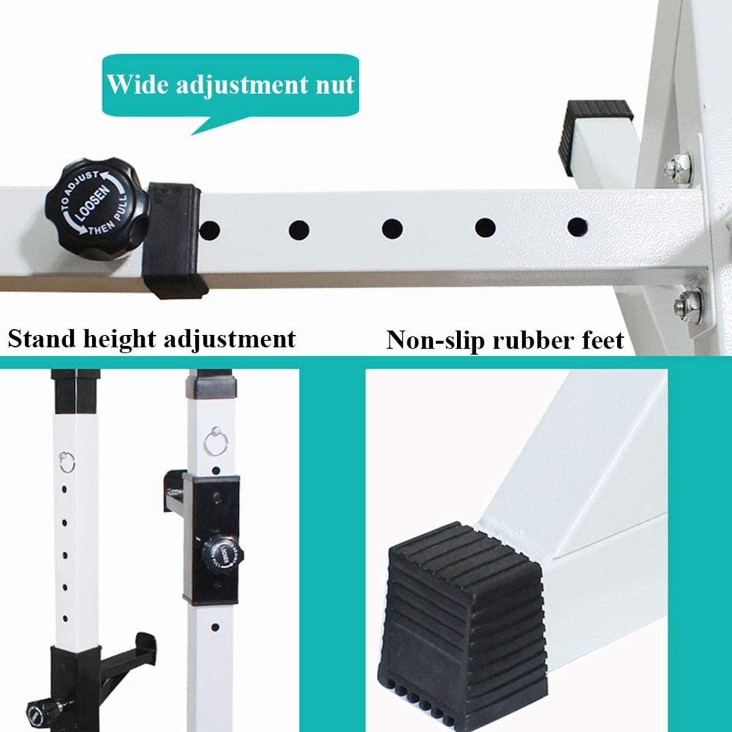 Squat Stand Rack da Squat Rack Squat Sostegno Altezza e larghezza Regolabile Bilanciere Stand per Allenamento della Forza Rack, Palestra o Palestra a Casa, Peso Max. 200 kg