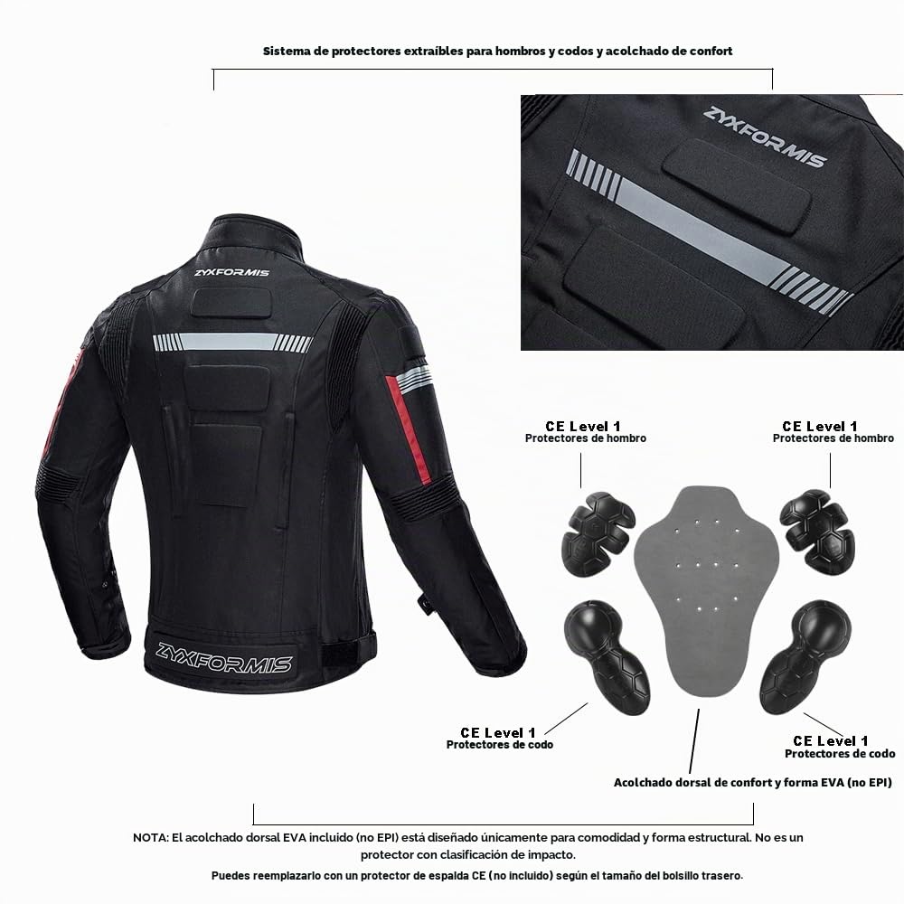 Chaqueta de moto impermeables,Motocicleta Chaquetas a prueba de viento Equipo de protección de cuerpo completo Blindado Otoño Verano Invierno para hombres