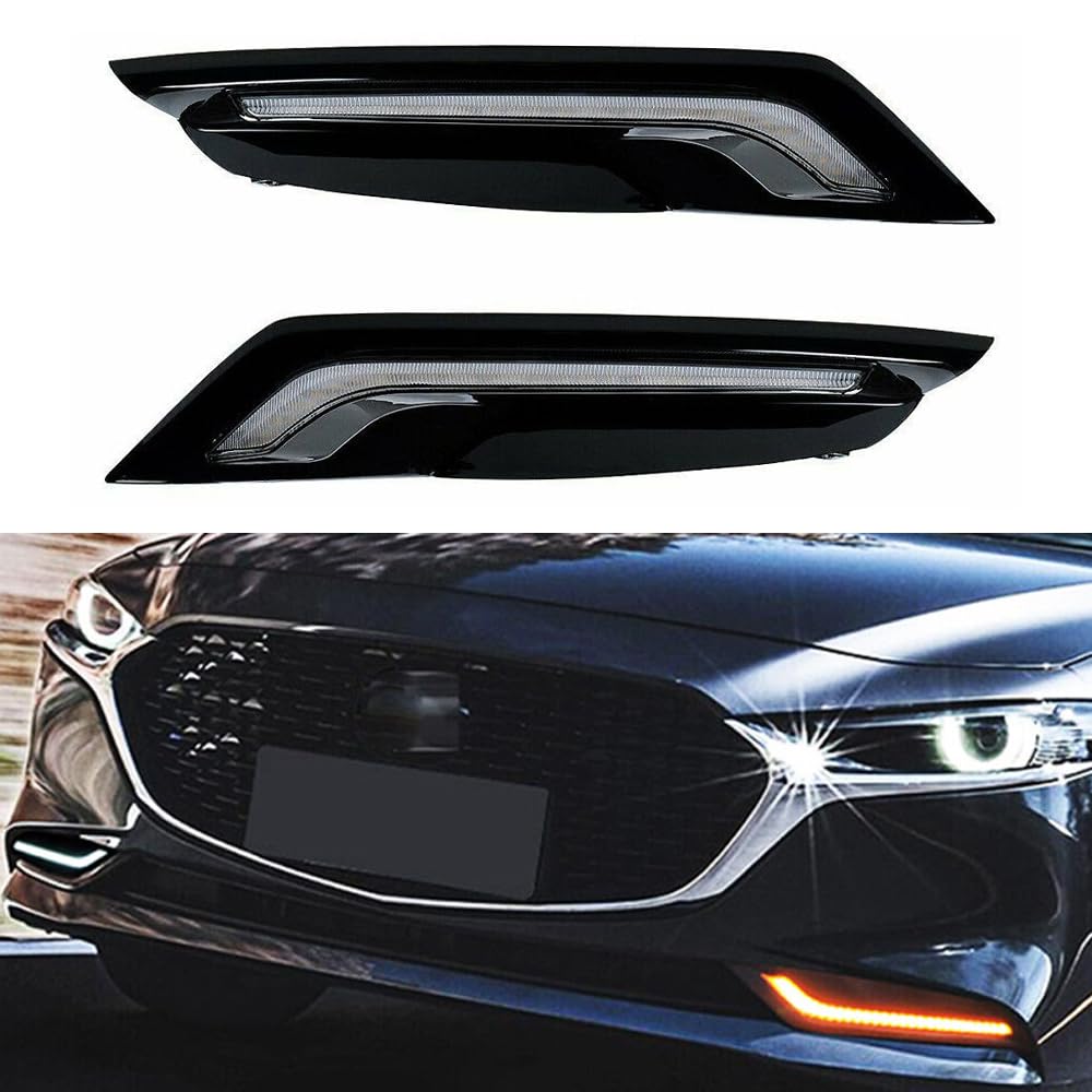 Riloer DRL - Luci diurne a LED per auto DRL, luci diurne a LED per auto DRL,Luce di Marcia Diurna, Sostituzione Fendinebbia a LED, Compatibile con Mazda 3 Axela 2019-2022
