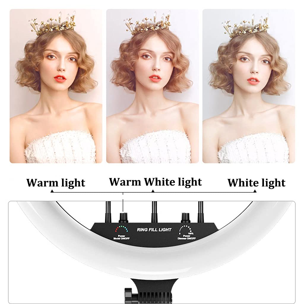 Anello Luminoso a LED da 18 Pollici con 3 Porta Cellulare Luce Circolare RGB per Live Streaming, Trucco, Youtube, Vlog, Selfie, 2 Pz