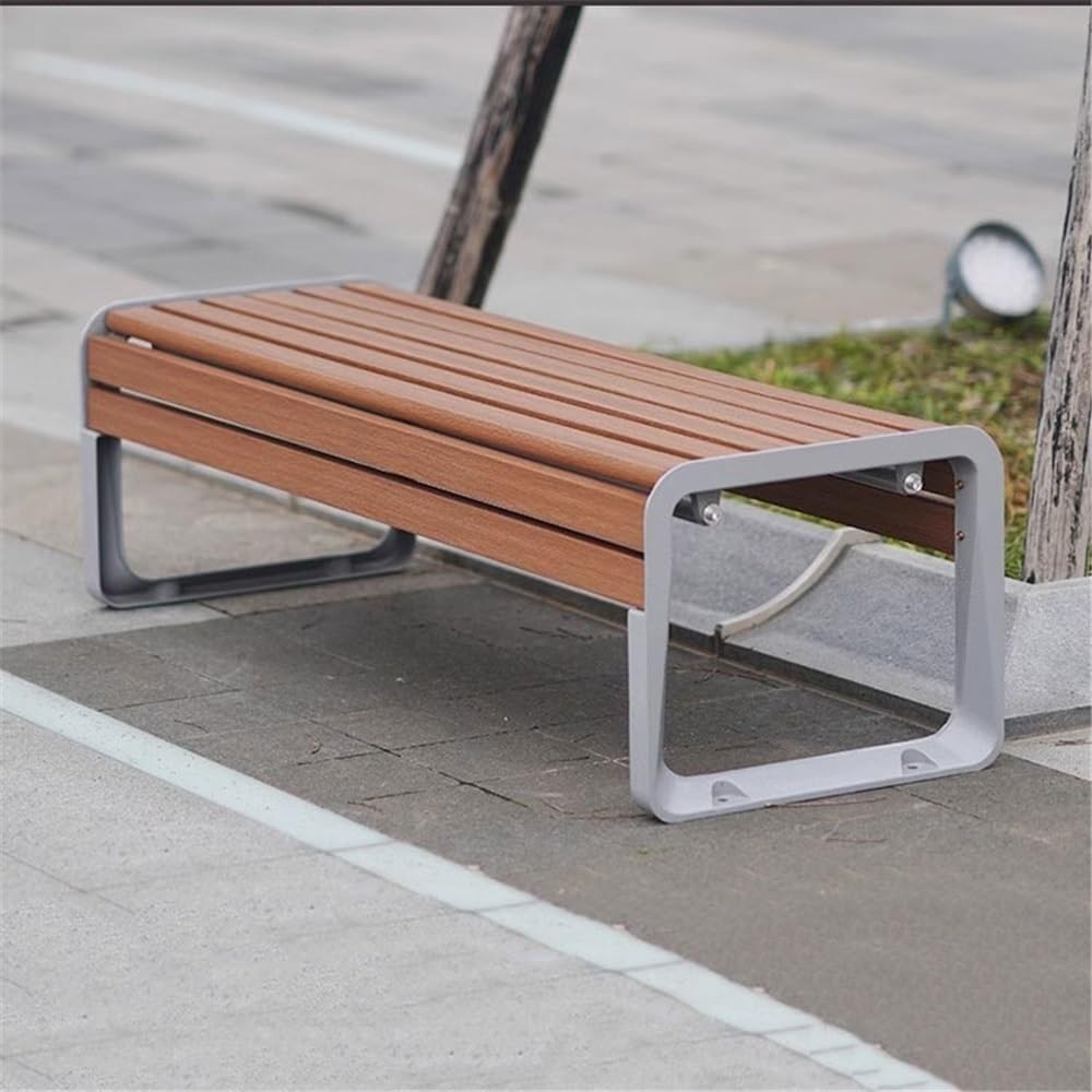 Miejsca do siedzenia w ogrodzie Ławka ogrodowa z drewna, siedzisko wypoczynkowe nogami odlewanego aluminium(Duży)