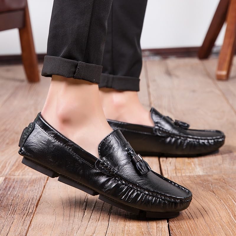 Men's Loafers Shoes Square Toe with Tassel Moccasins Driving Loafers Slip Resistant Flat Heel Comfortable Walking Outdoor Slip-on4