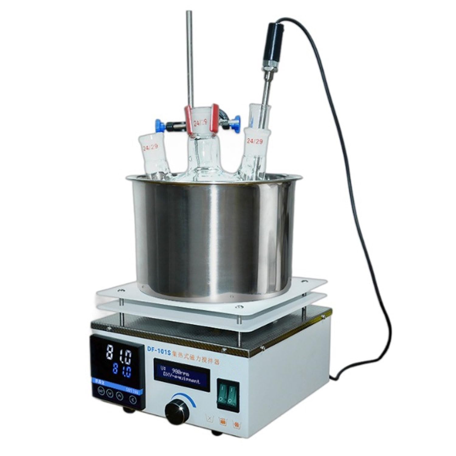 Magnetyczne mieszadło grzewcze, 5 l, laboratoryjna wanna z wodą i olejem z cyfrowym wyświetlaczem, regulacja prędkości 2450 obr./min, maksymalna temperatura 300℃, timer 999 min, do domu, laboratorium