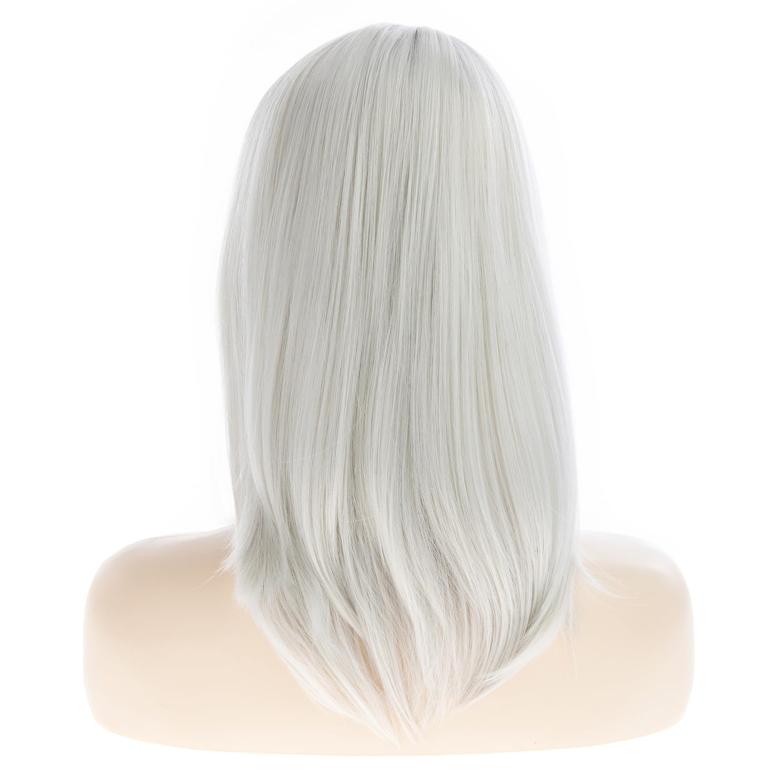 Dsimeig Long Silver Wigs for Women Natural Straight Silver Wig with Bangs,Synthetic Hair Wig for Daily Party Use - Image 4