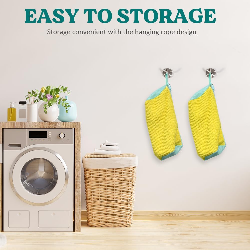 Shoe Washing Machine Bag 2 Pack, 360°Deep Clean Durable Shoes Laundry Bag for Washer and Dryer, Reusable Shoe Cleaner Bags, Sneaker Washing Machine Bag, Yellow - Image 7