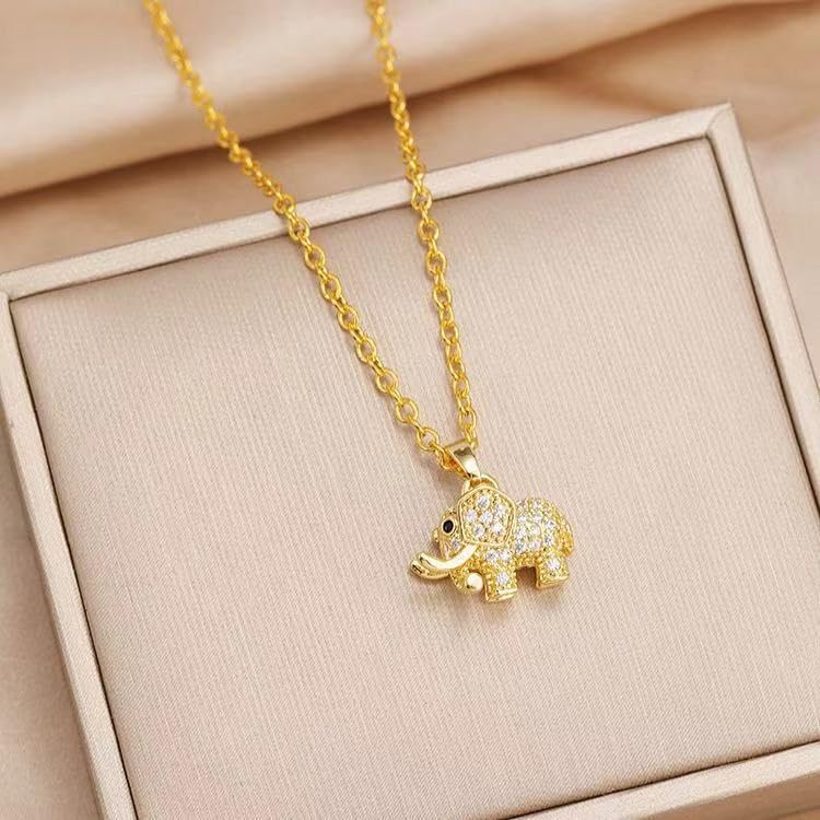 18K Gold Plated Elephant Pendant Necklace – Sparkling Cubic Zirconia Animal Charm Jewelry for Women - Image 2