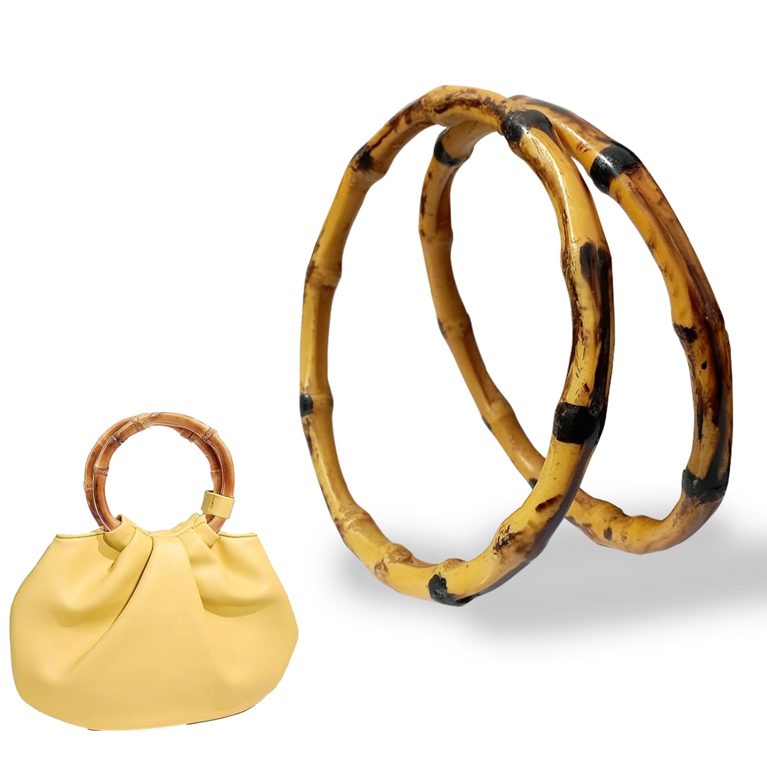 aakriti Artificial Bamboo Purse Handles Round Plastic Ring Holder For DIY Beach Summer Bag Crochet Handbag 5.5inch 2 PCS-picture-30