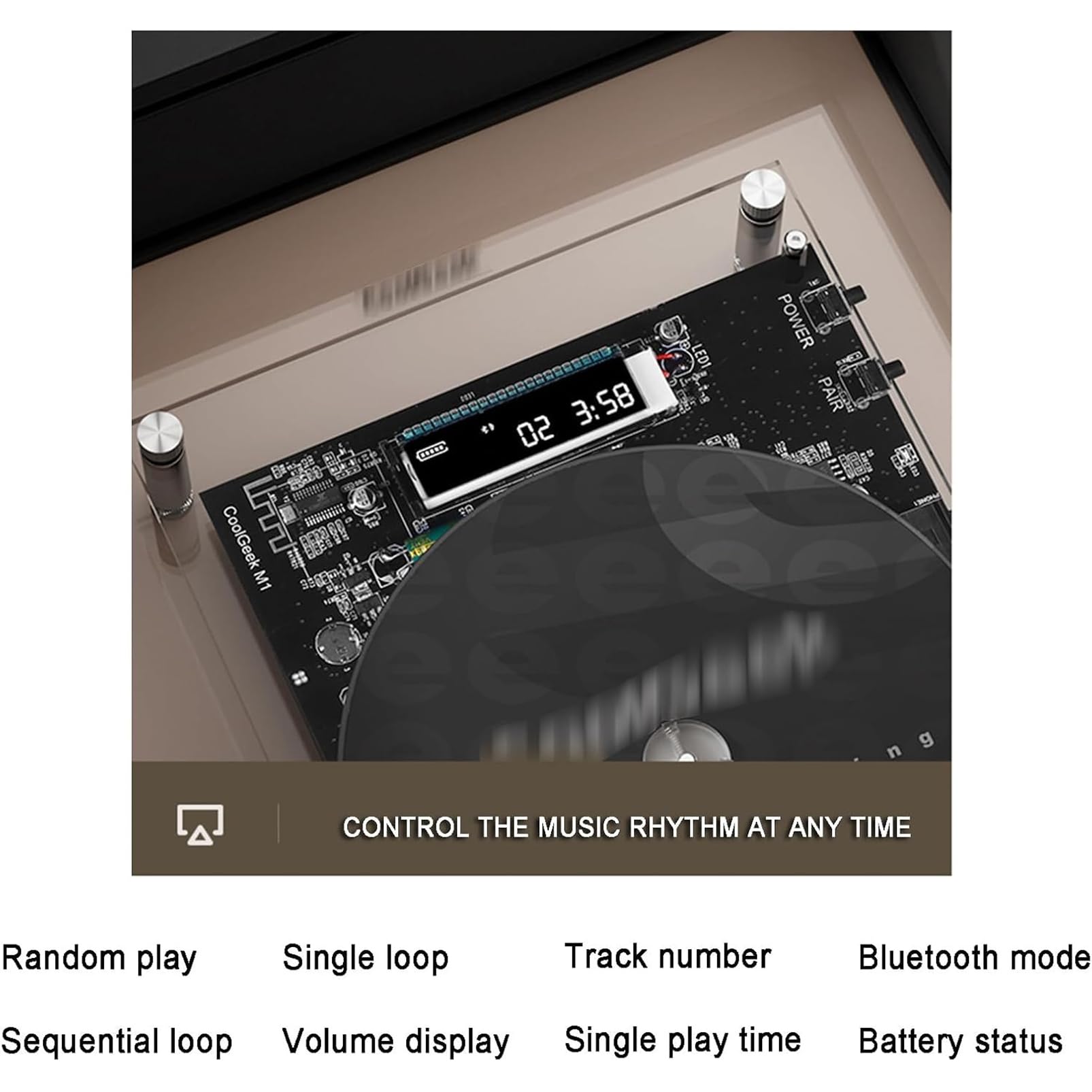 Lettore CD da parete con Bluetooth 5.0, telecomando, uscita AUX da 3,5 mm, ideale per la casa o l'ufficio per gli amanti della musica