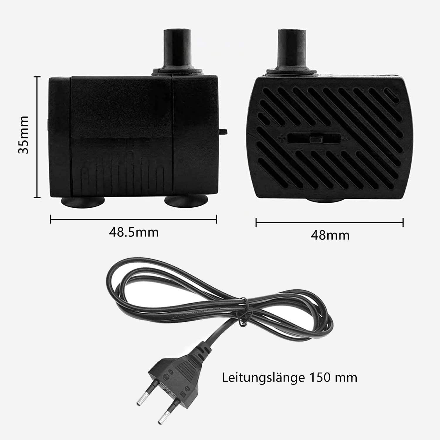 CAM2 Mini pompa wodna z 8 diodami LED i przyssawkami, pompa do fontanny 280 l/h, 4 W, 220 V-240 V, 50/60 Hz, regulowana ilość wody 8/13 mm, nadaje się do małych akwariów, pomp akwariowych, ogrodów