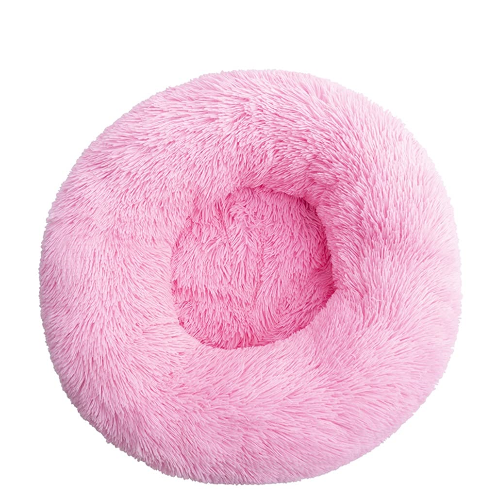 N/A Long Plush Round Dog Cushion Pet Bed for Samll House Washable Bed Winter Warm Sleeping Puppy Soft Bed (Color : D, Size : M-60CM)