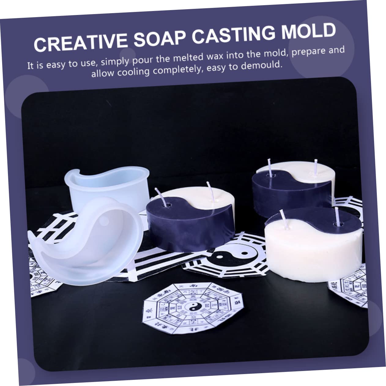 8piezas Moldes De Silicona Para Velas Moldes De Aromaterapia Para Jabón y Decoración De Tai Chi Herramientas De Manualidades Para Crear Velas y Jabones Personalizados