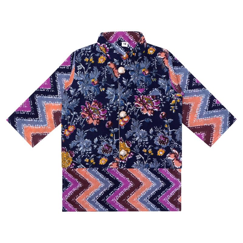 Image of superminis Boys Cotton Printed Full Sleeves Kurta With Ajrakh Printed Jacket and Pyjama Set