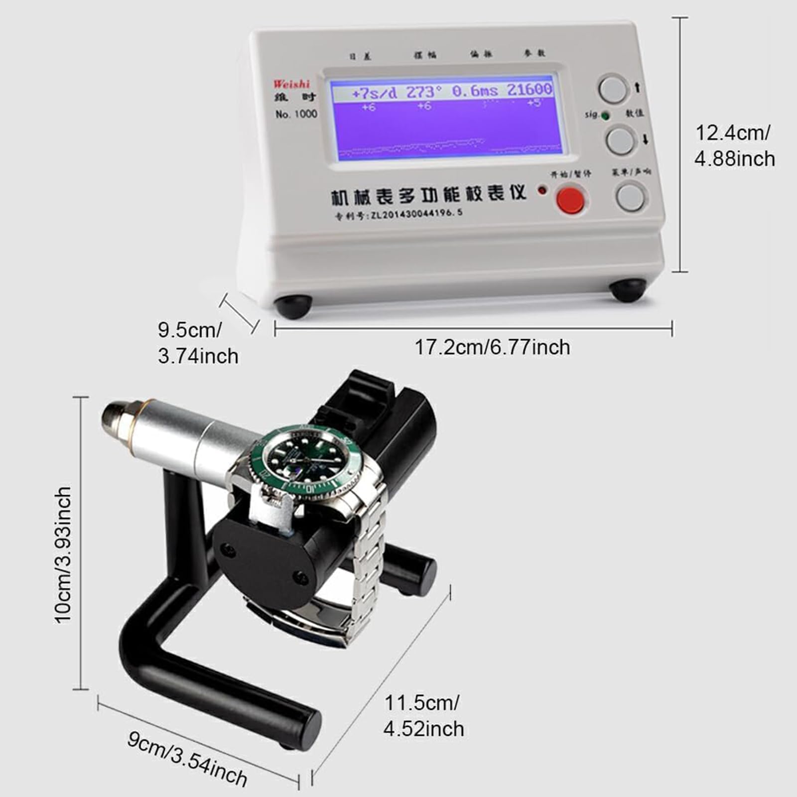 Cronocomparatore Professionale No.1000 – Strumento di Calibrazione per Orologi con Display LCD E Microfono, 6 modalità di Posizione, per Orologi Meccanici E Automatici White