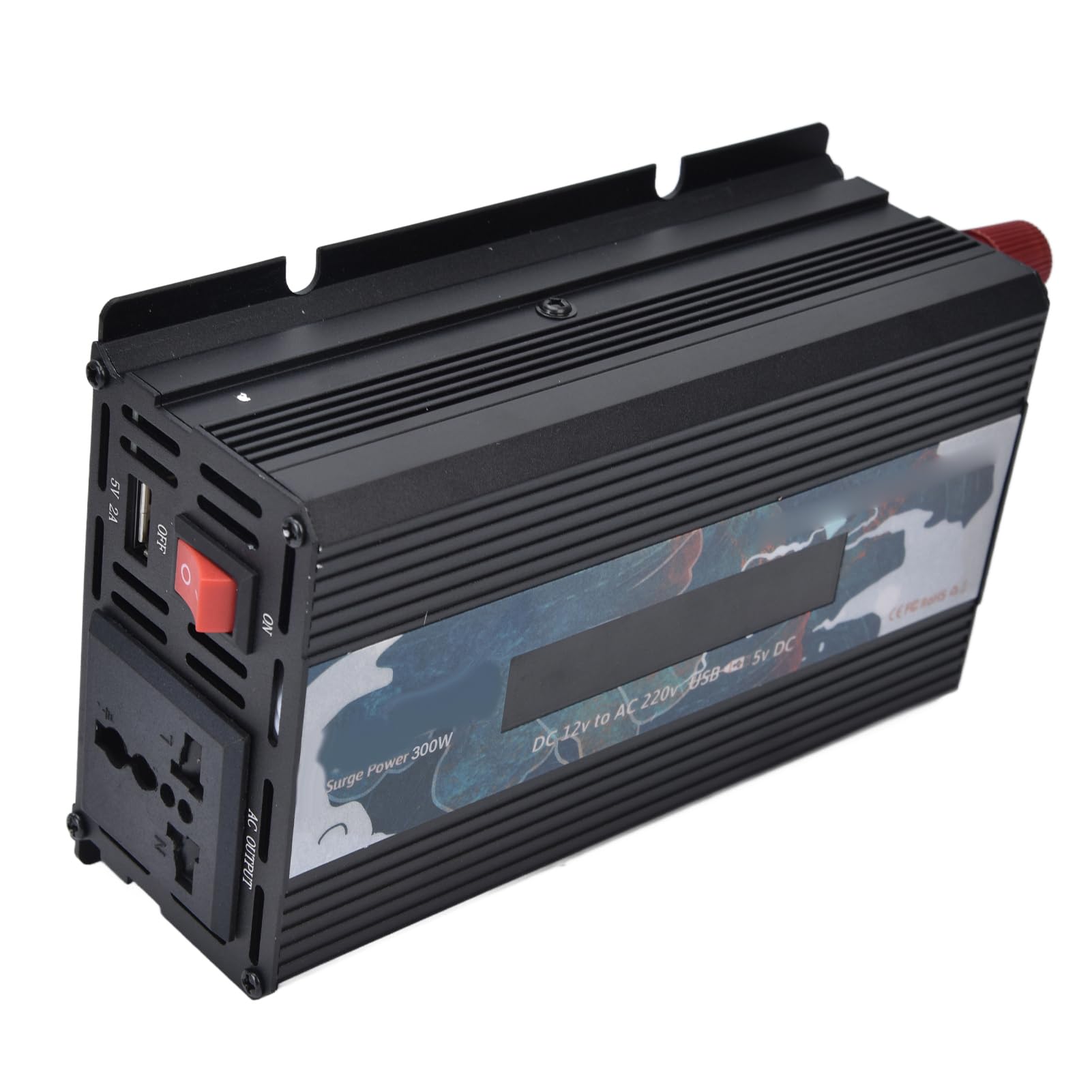 SIXRUN Przetwornica Mocy 300 W Inteligentna Przetwornica Mocy ze Stopu Aluminium 12 V DC na 220 V AC Zmodyfikowana Fala Sinusoidalna z Wyświetlaczem 95-procentowa wydajność do Awaryjnego Tworzenia