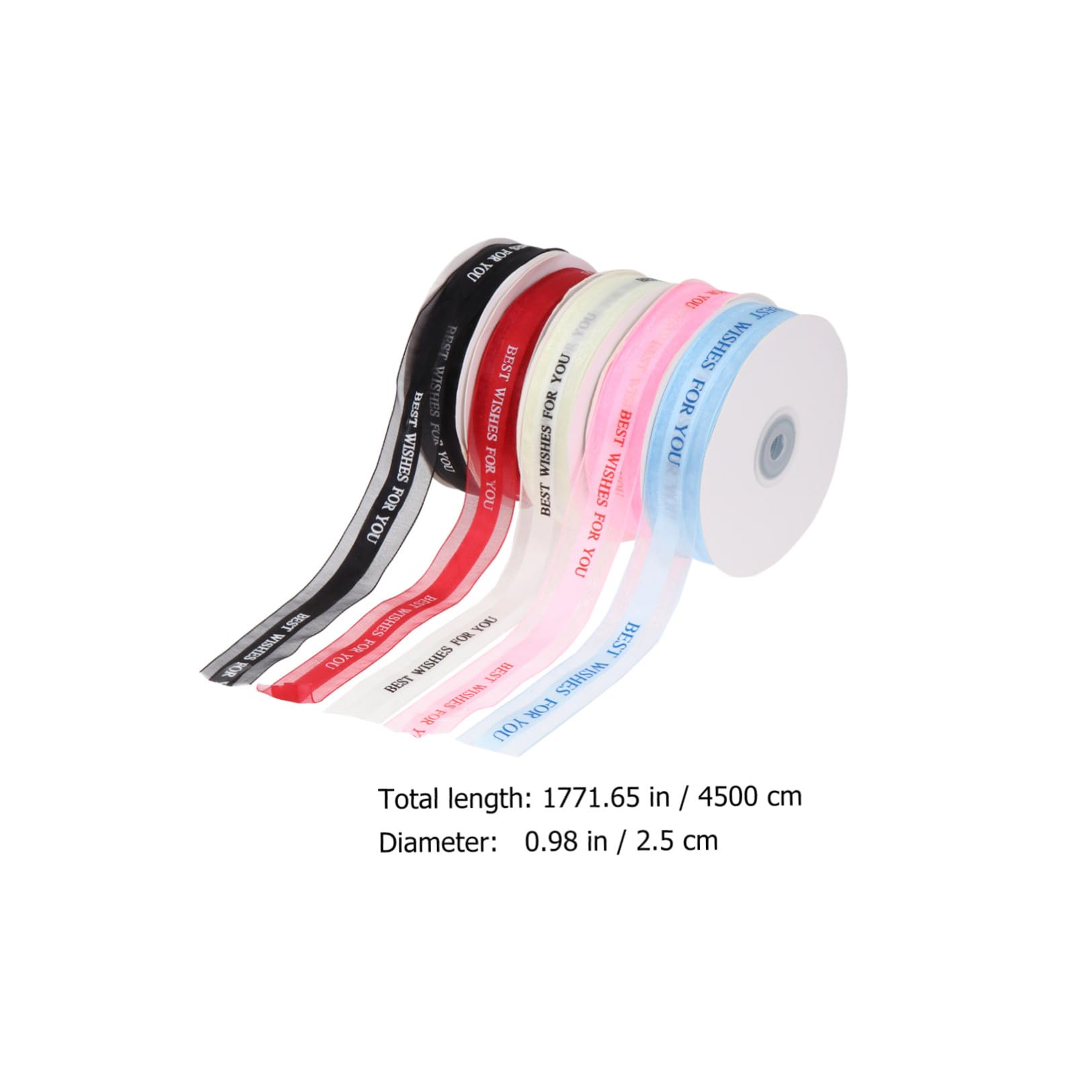 Satinband 5 Rollen Langes Dekoband für Festliche Hochzeitsdekorationen | Breite 2, 5cm, 50 Yards Je Rolle, Geeignet für Einladungskarten und Handwerksarbeiten