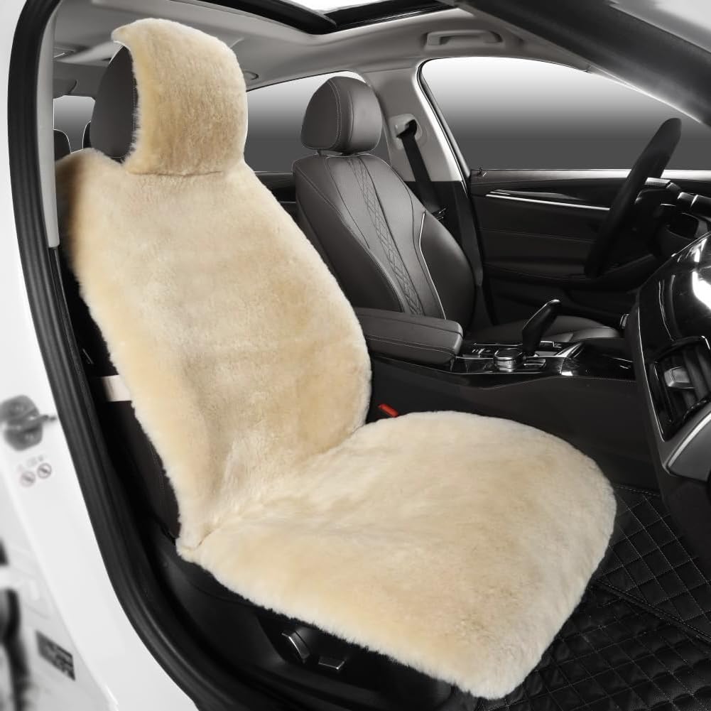 IRIWOOL Funda para Asiento de vehículo, Accesorios para el Interior del automóvil, Accesorios para Cojines de Asiento (Perla, Ajuste Universal)