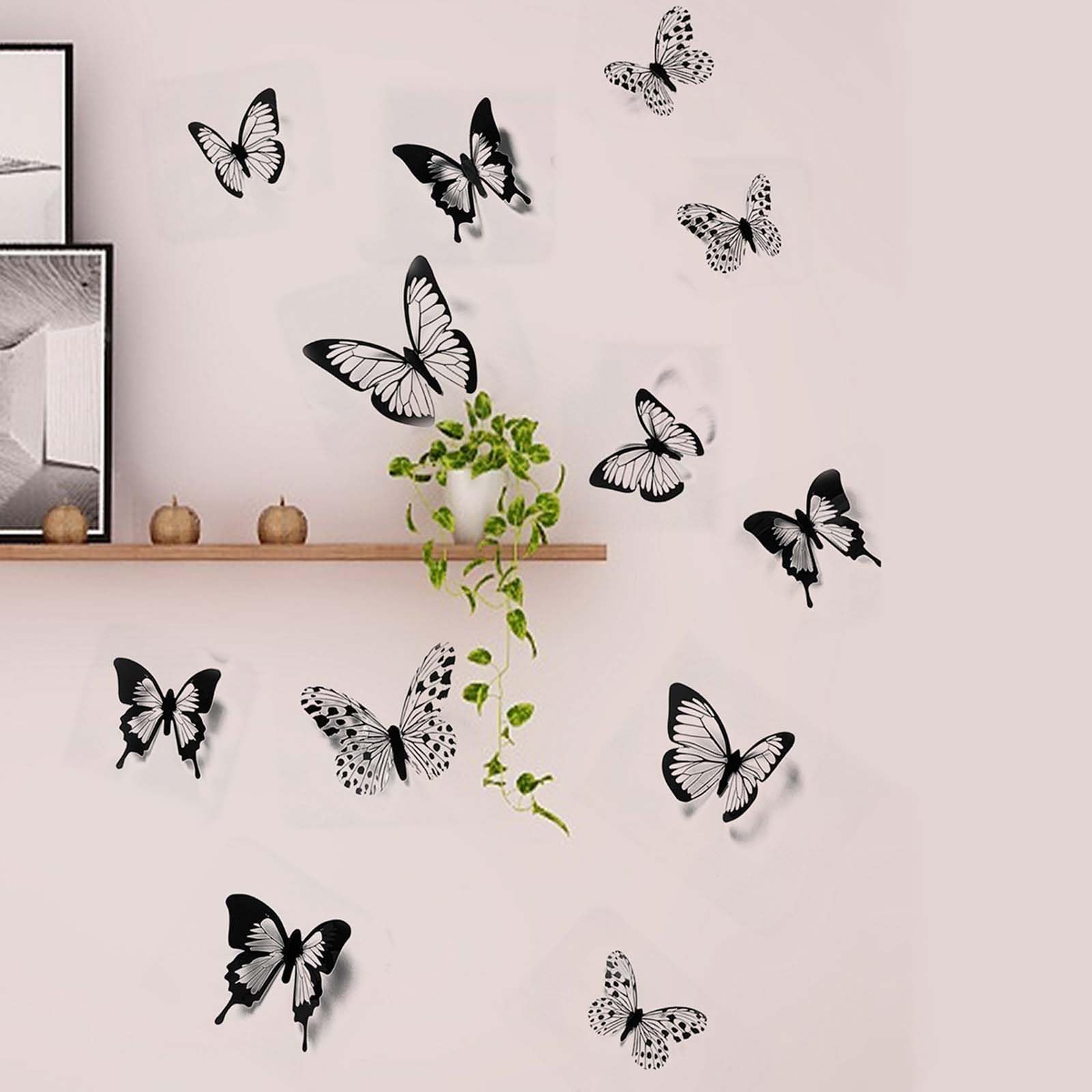 Adesivi Murali Farfalle 3D Decorazioni Parete Nere Sticker Murali Farfalla Decorativi per Camera da Letto Soggiorno Cameretta Bambini Ufficio - Set da 12 Pezzi