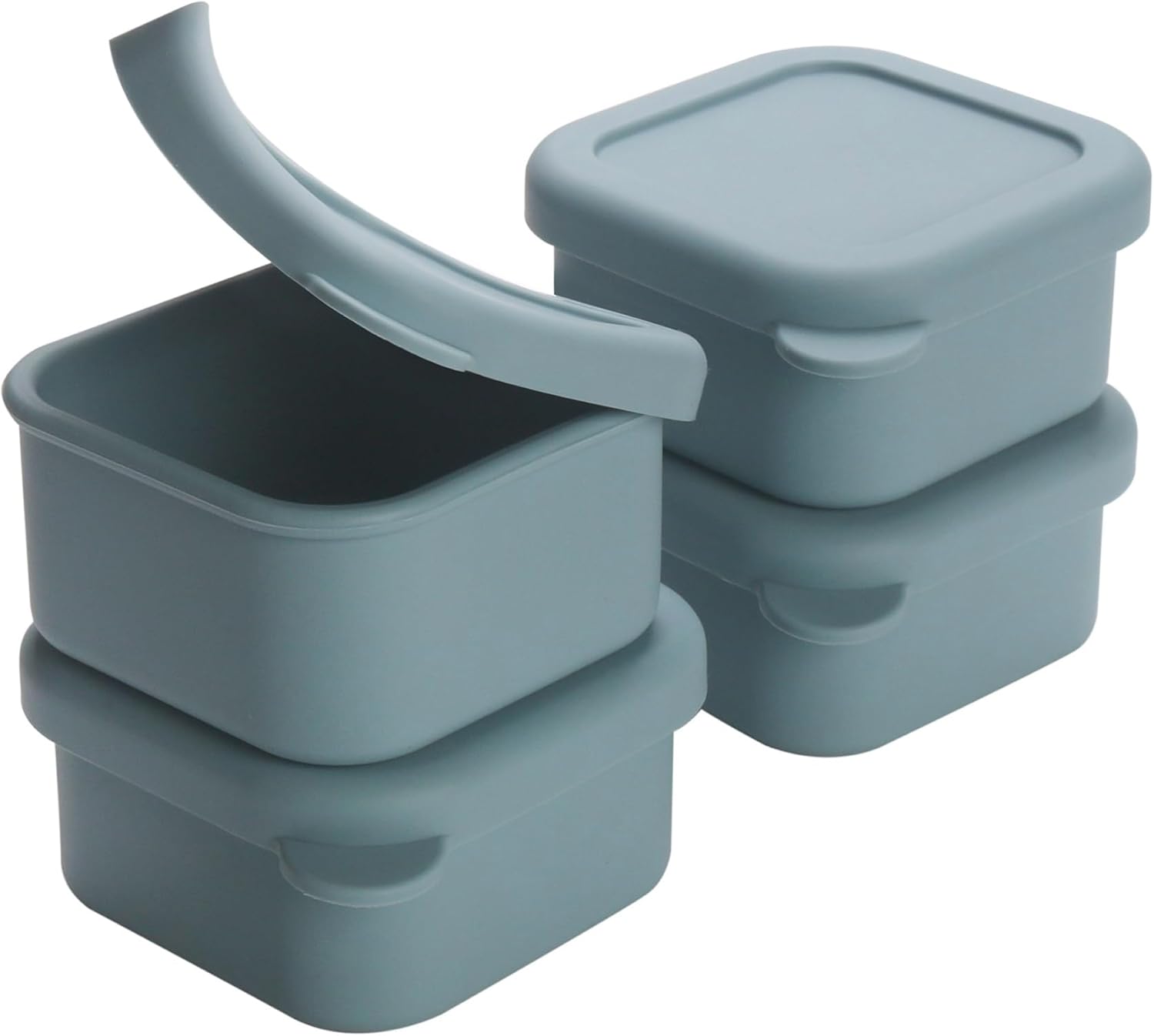 1/2 Cup Silicone Freezer Tray With Lid - Silicone Freezer Molds 8-Pack For meal prep & freezing of various sauces and other dishes, makes 8 perfect 1/2 cup portions cubes (Blue 8 Pack)