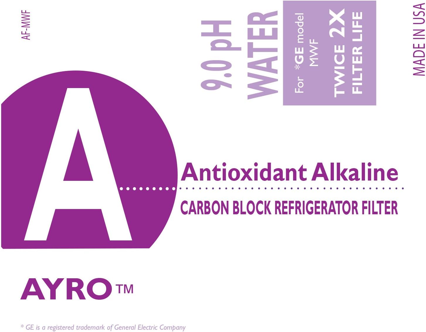 pH 9.0 Antioxidant Alkaline Refrigerator Filter, 3-Pack, (compatible with GE model MWF)