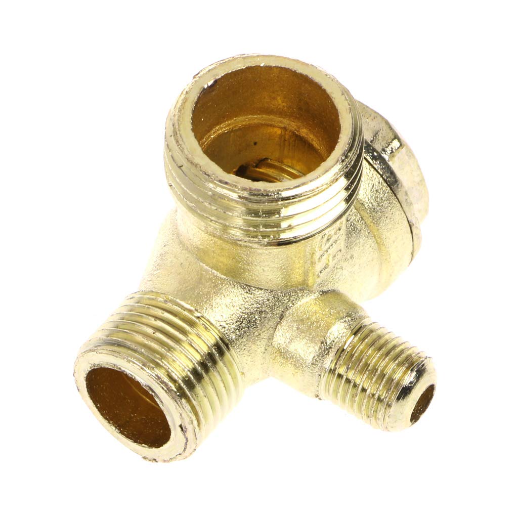 LIUZIKUN Male Thread 3 Way Metal Air Compressor Check for Gold Tone
