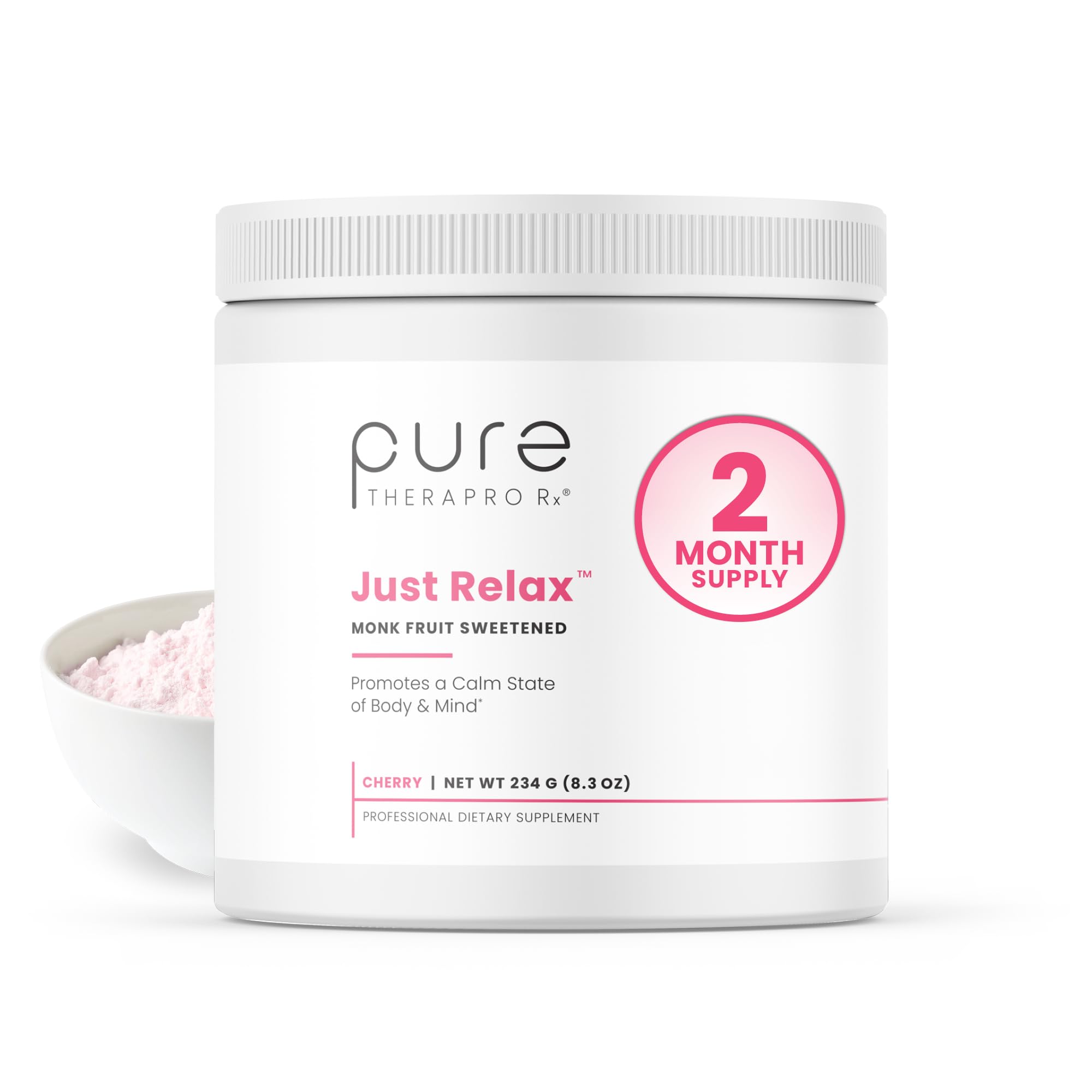 Pure Therapro Rx Just Relax Cherry - 60 Servings | Supports Relaxed Mood & Healthy Blood Pressure | Myo-inositol, Di-Magnesium Malate, GABA, Taurine, & L-Theanine