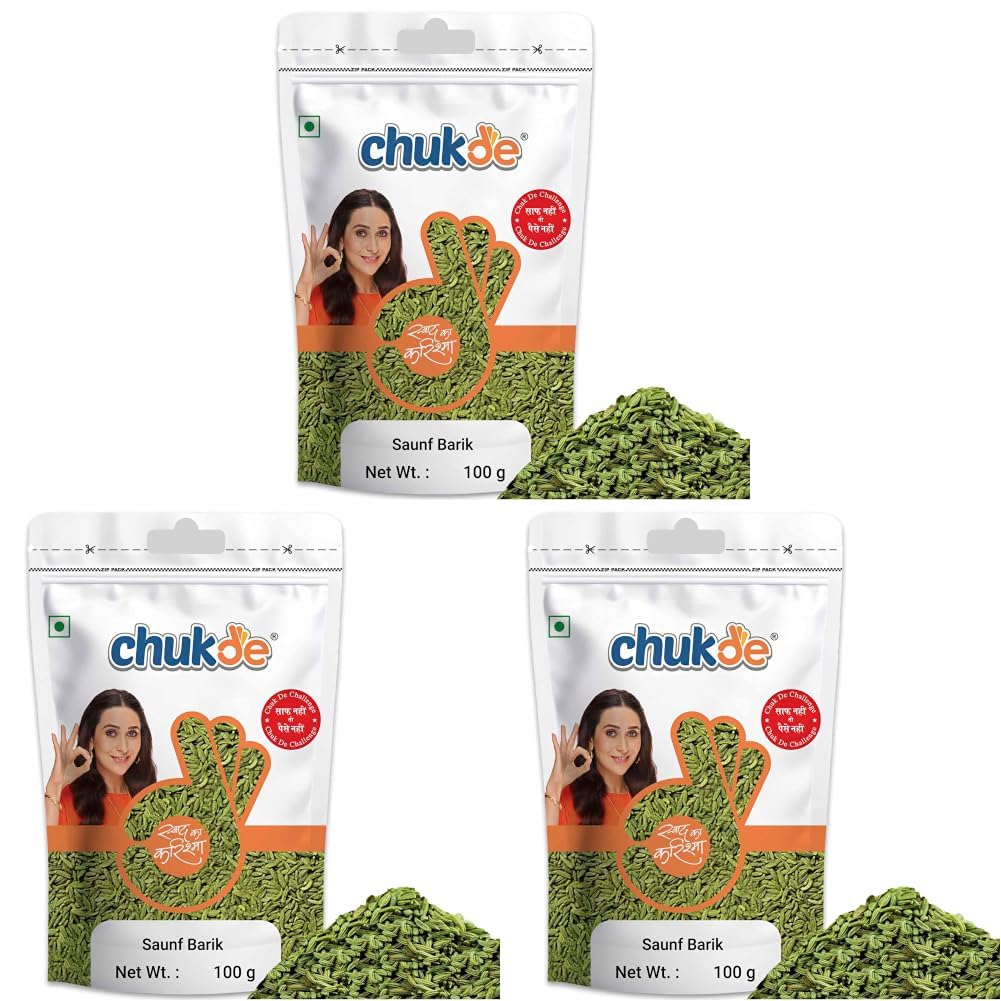 Chukde - Barik Saunf | Fresh & Aromatic | Natural Digestive & Mouth Freshener | Naturally Sweet Lakhnavi Saunf | Other Names - Variyali - Mouri- Sombu - 100 Gram (Pack of 6)-image-23