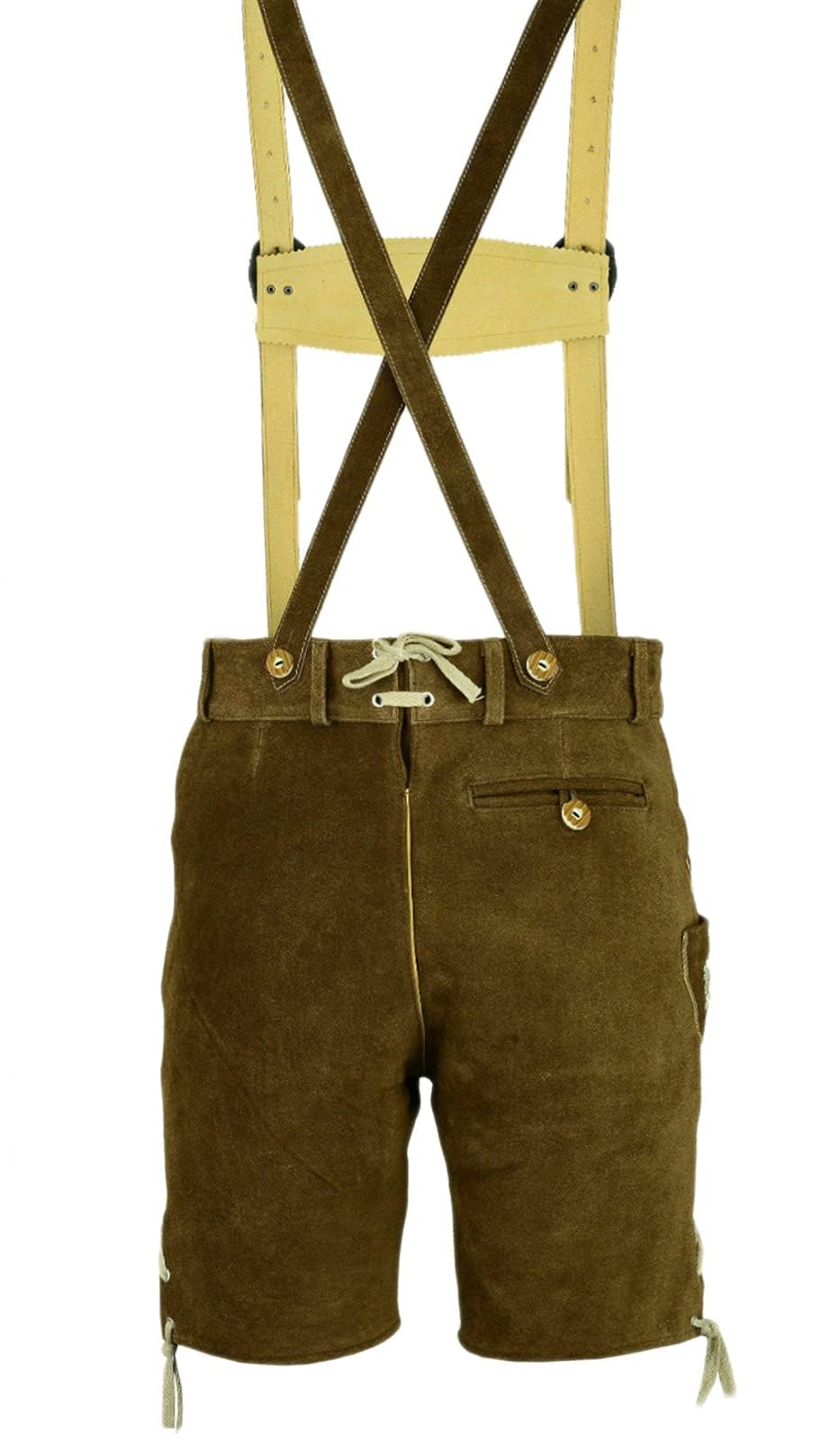Herren Trachten Lederhose Kurz+Träger Größe 46-60 Trachten Set 5 Teilig Bayerische Trachtenlederhose,Hemd,Schuhe,Socken Neu LE27
