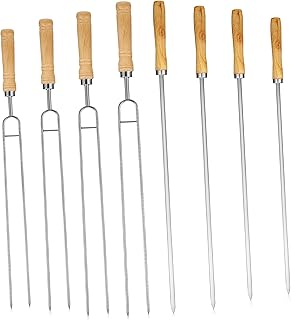 Mikinona 8Pcs Kabob Stick Espeto Para Churrasco Espeto De Churrasco Com Cabo De Madeira Espeto De Churrasco Escultura Espeto De Carne De Churrasco Espeto De Churrasco Ferramenta De Espeto
