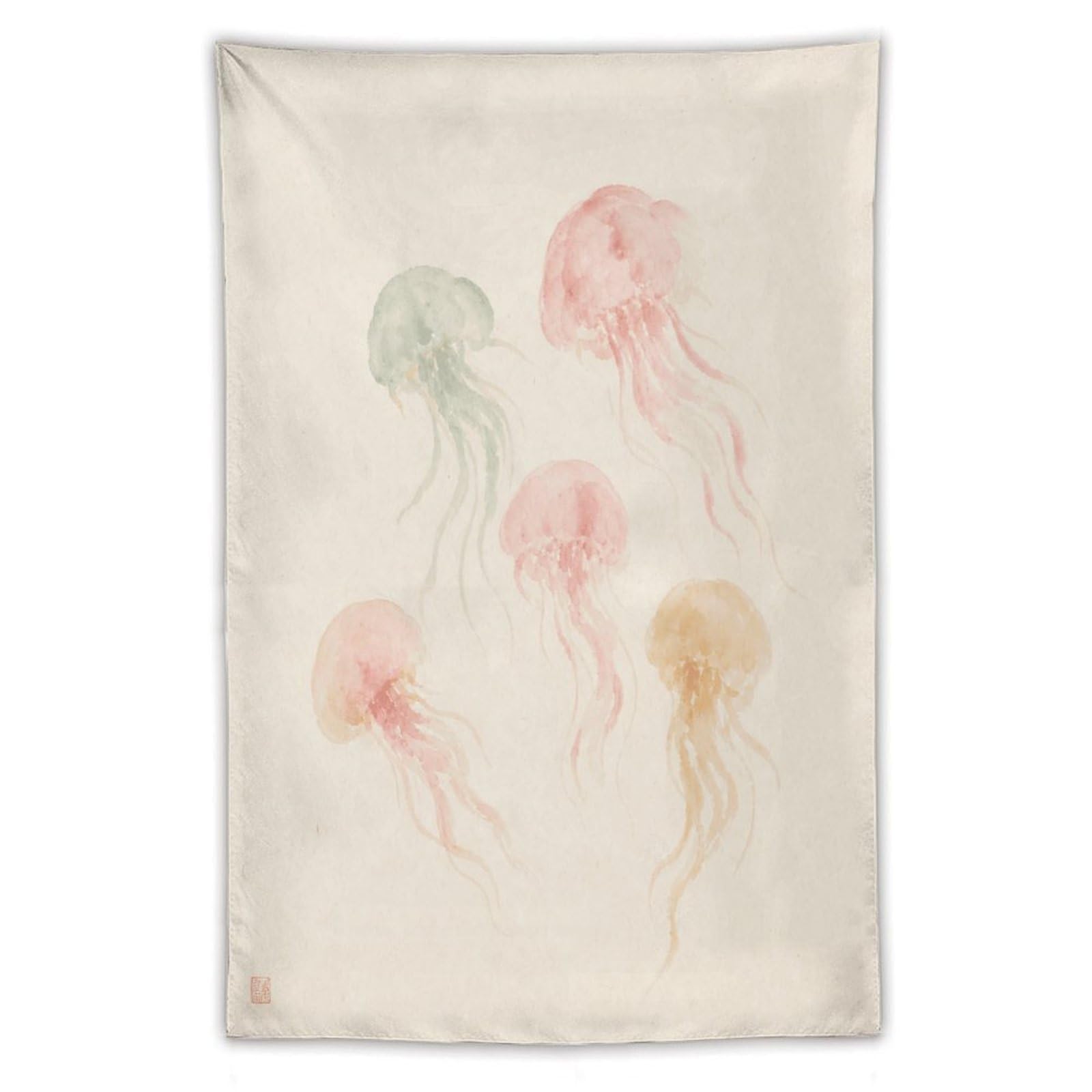 W7C8U2X3 Pastel Jellyfish Wall Tapestry, Watercolor Style, Living Room
