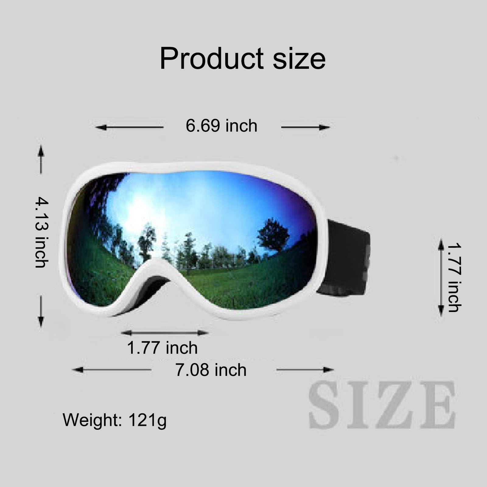 Maschera da Sci, Occhiali da Sci per Uomo Donna Anti Nebbia 100% Anti-UV Antipolvere Antivento per Ciclismo Equitazione/Arrampicata/Sci,M