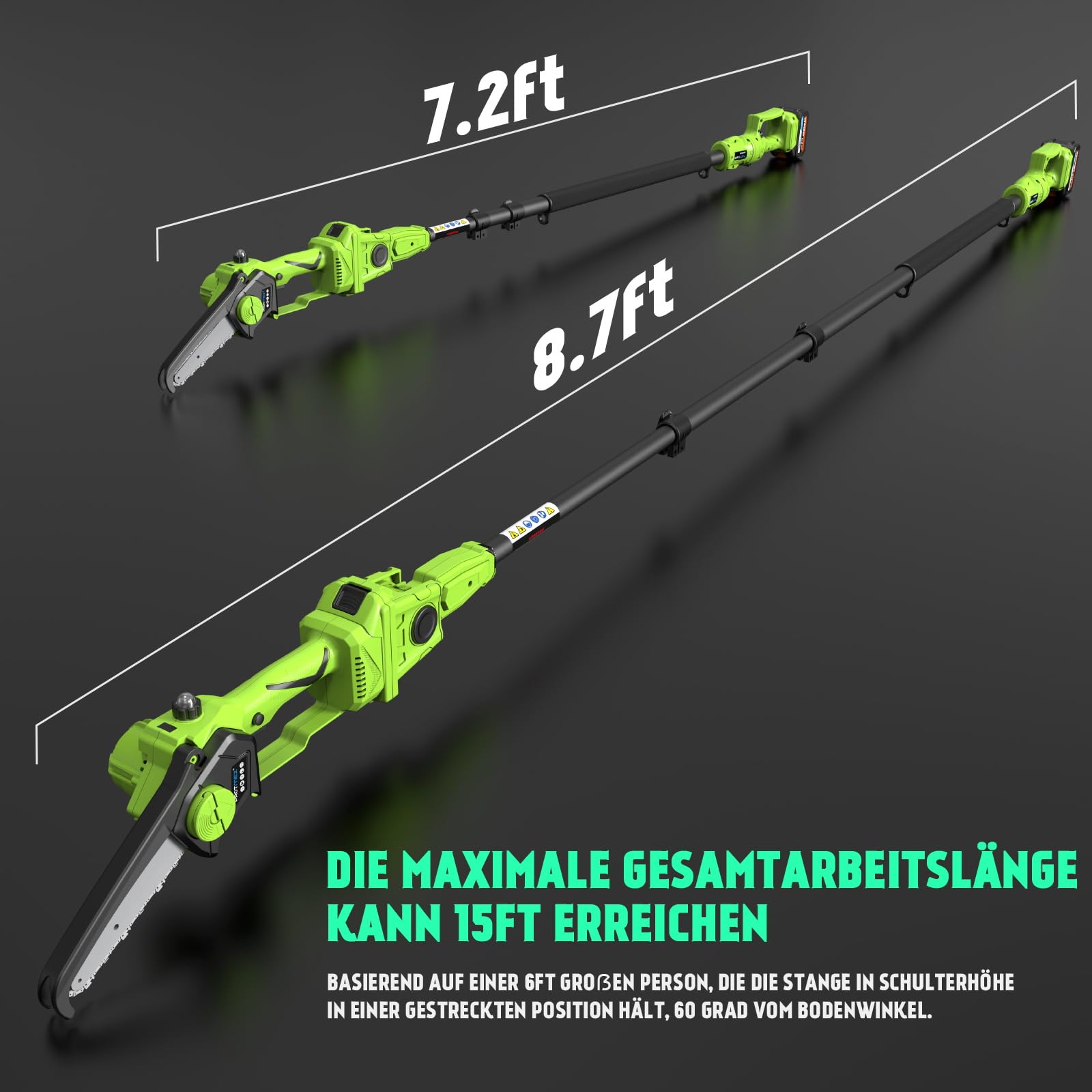 2-in-1 Akku Teleskop Hochentaster 8 Zoll