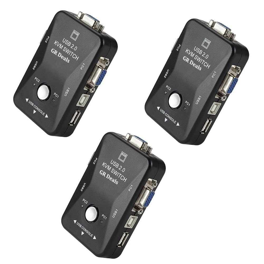 GR Deals 2 Port KVM Switch KVM Switch 2 Ports Share 2 Computers CPU with One Monitor 2x1 USB KVM Metal Switch Support UHD 4K@30Hz Support Wire Keyboard and Mouse (Pack of 3) BLACK (B0CKBL77W1) Amazon Price History, Amazon Price Tracker