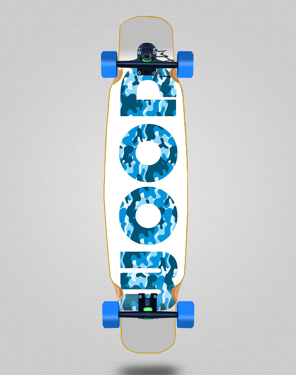 Drewniana lekka deskorolka Longboard Complete Mix Bamboo 46x9 Ikona Biały Niebieski