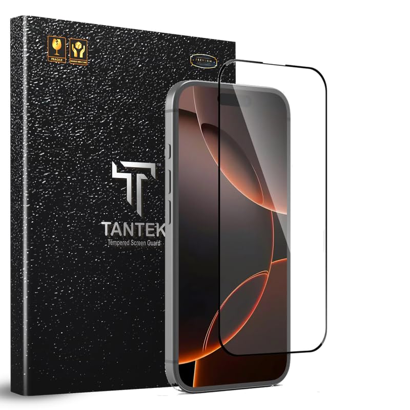 Image of TANTEK TitanGuard Tempered Glass Screen Protector Guard for iPhone 17 and iPhone 16 pro (6.3 Inch) - 9H Hardness, Military Grade, Anti-Static, Easy Installation Kit - 1 PACK
