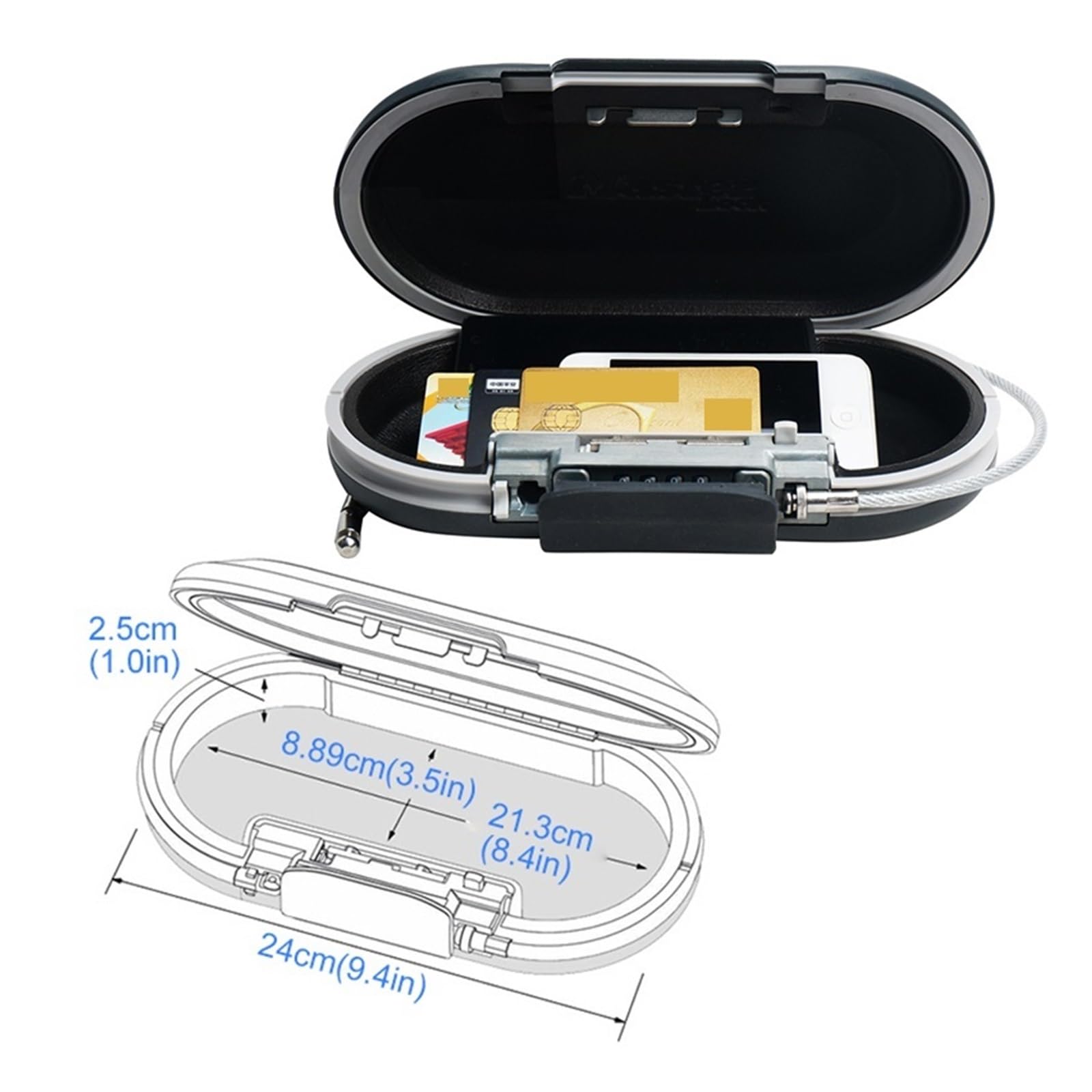 Cassaforte, cassaforte per la casa, Mini Combinazione Portatile Con Password Personale, Cassaforte, Carta Bancomat For Gioielli, Cintura Portaoggetti For Telefono Cellulare, Fissata Con Fune per denar