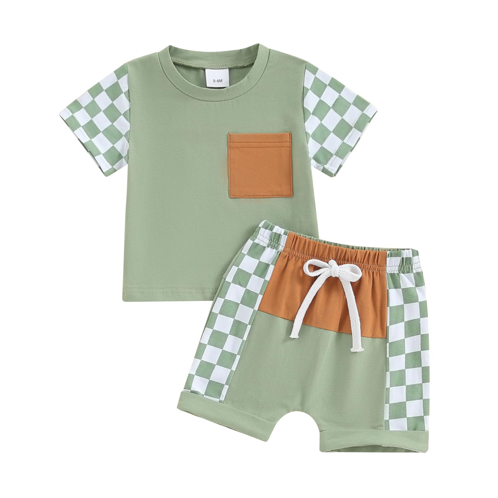 Sprifallbaby Baby Boy Summer Clothes Short Sleeve Plaid Shirt Infant Toddler Boys Outfits Patchwork Checkerboard Shorts Sets