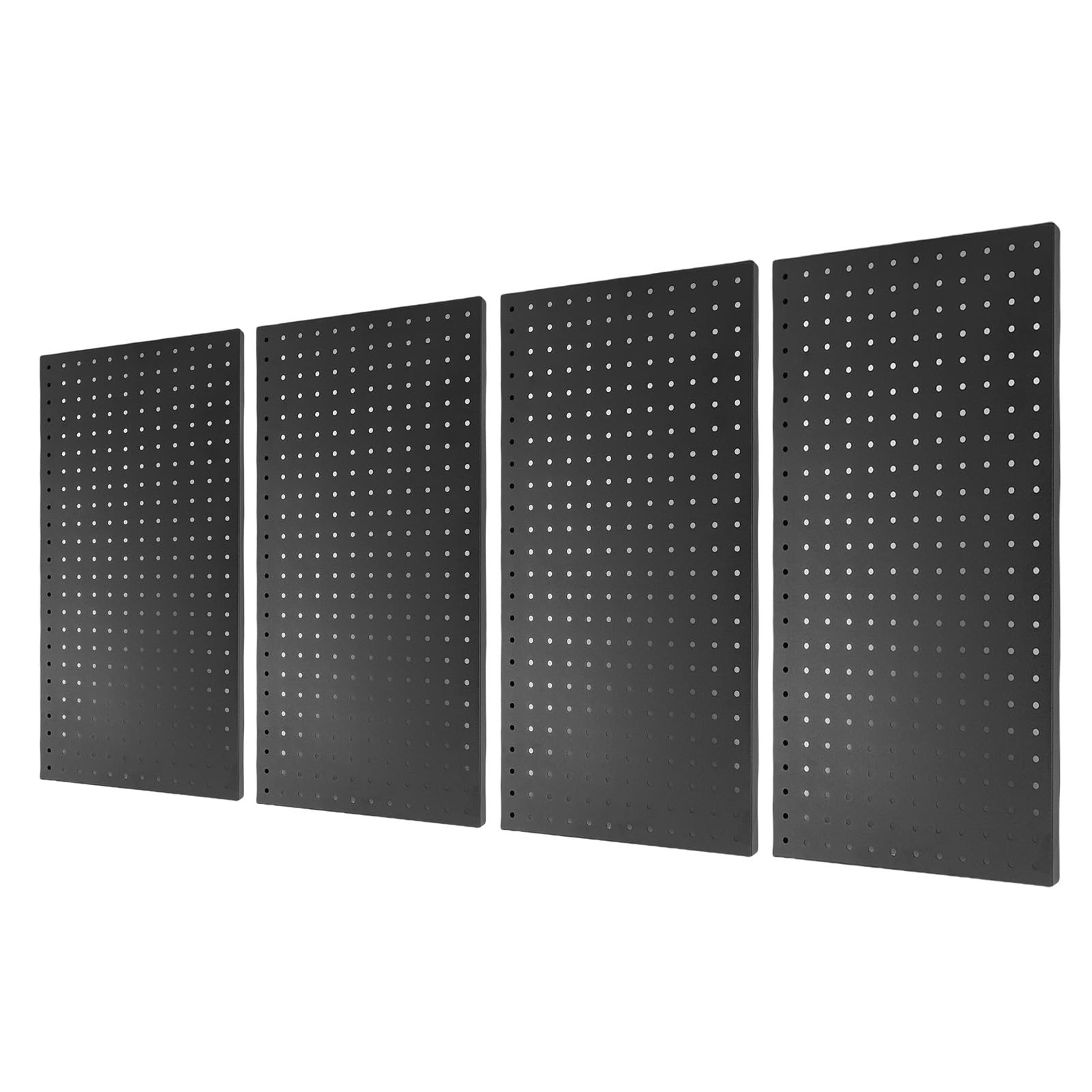 Keenso Metal Pegboard Wall Panels, 4 Pack Black Steel Peg Board Organizer with Rails Hooks Shelves, for Garage Tool Storage Workbench Home Organization