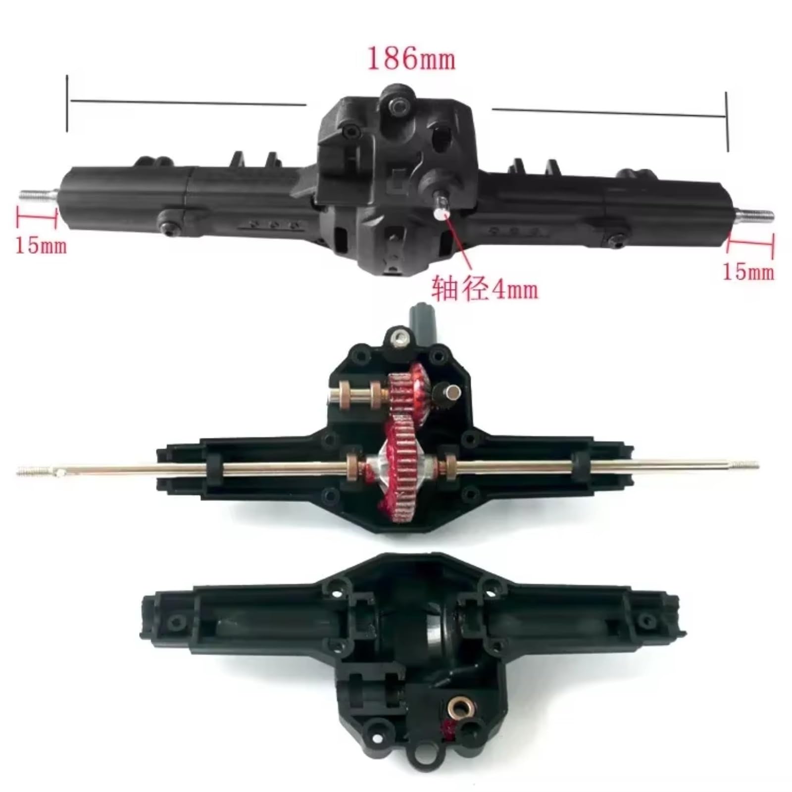 para HG P401 P402 P601 1/10 Caja Cambios Eje Trasero Conjunto Piezas Camión Coche Control Remoto Accesorio Modelo Negro Actualización Reapir Repuestos RC