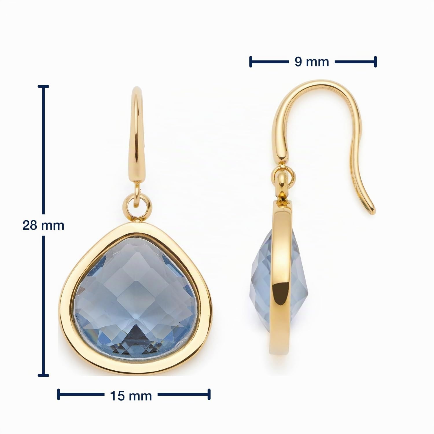 JEWELS BY LEONARDO Ohrhänger Juvinga, 1 Paar Ohrringe aus goldfarbenem Edelstahl, blauer Glasstein in abgerundeter Dreiecksform, Schmuck Damen Geschenk, 024426