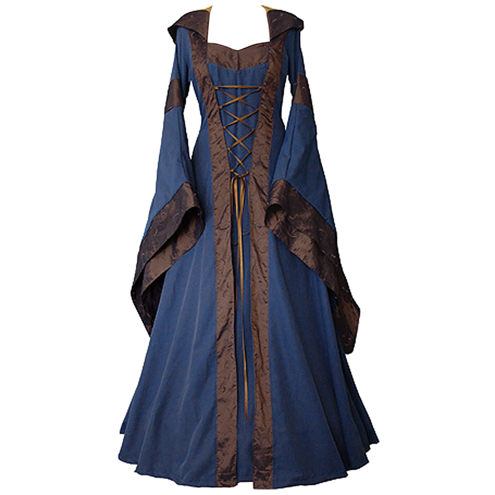 Mittelalter Kleid Damen Große Größen - Renaissance Kleid Mit Trompetenärmeln Für Karneval & Cosplay