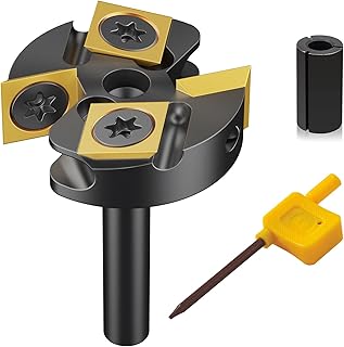 Slab Flattening Router Bit 1/4" Shank,1-3/8" Cutting Diameter,1/2" to 1/4" Router Collet, Insert Carbide CNC Spoilboard Surfacing Planing Woodworking & MDF Surfacing