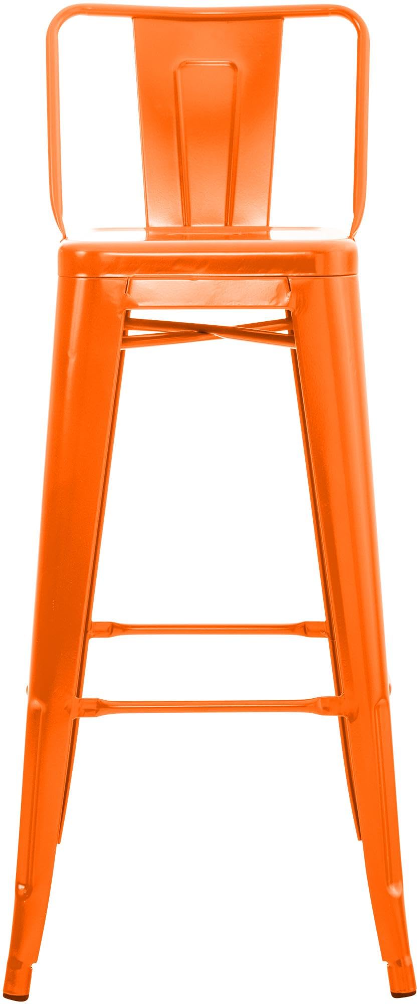 CLP Barhocker 2er Set mit Lehne im Industrial-Look Mason, mit Rückenlehne und Fußablage, Barstuhl mit Rückenlehne und Bodenschoner | Farbe orange