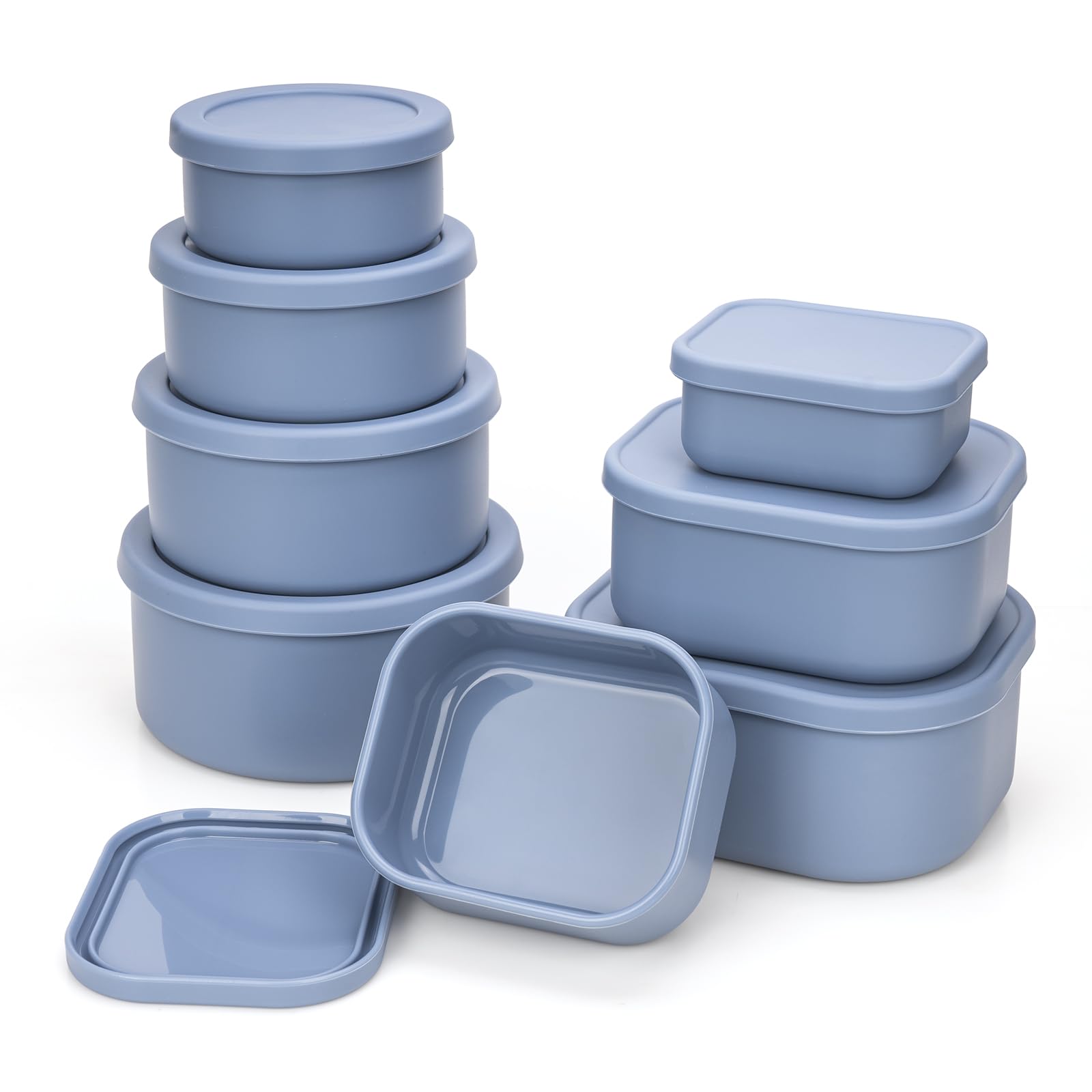 100 silicone food storage containers with lids 8 pack 10oz to 51oz reusable leakproof nesting amp stackable silicone bento lunch box microwave freezer dishwasher oven safe bpa free slate blue