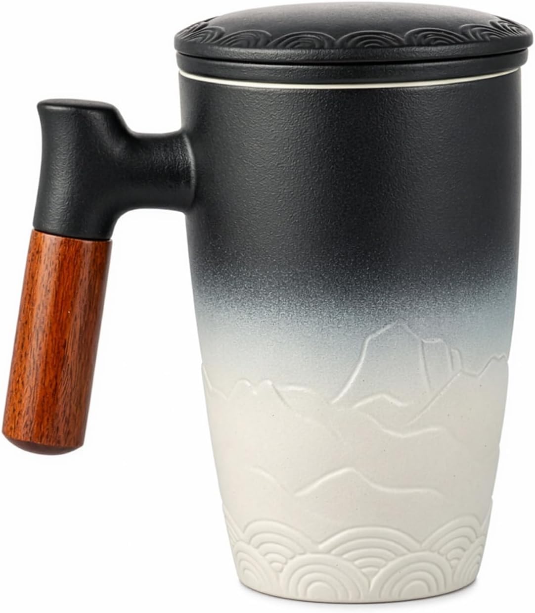 Tee-Ei aus Keramik mit Holzgriff und Deckel, stilvoller Steeper mit Filter, perfekt für Teeliebhaber, ideal für Zuhause und Büro