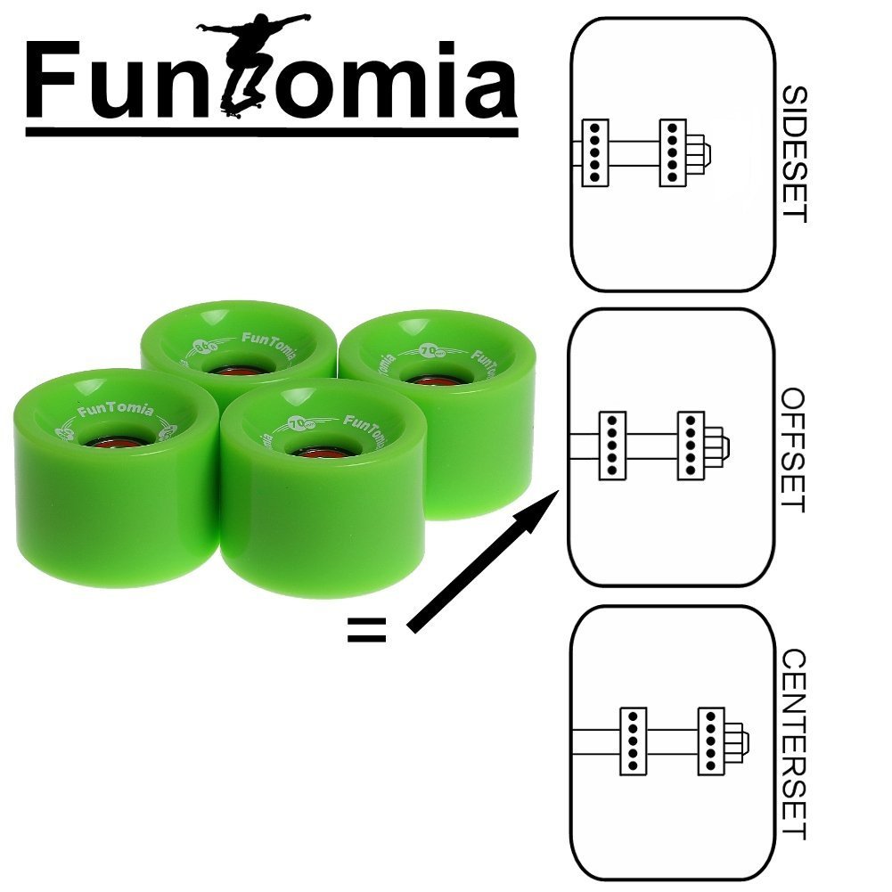 FunTomia 4 ruedas para longboard/monopatín, 70 x 51 mm, 80 A, incluye rodamientos Mach1