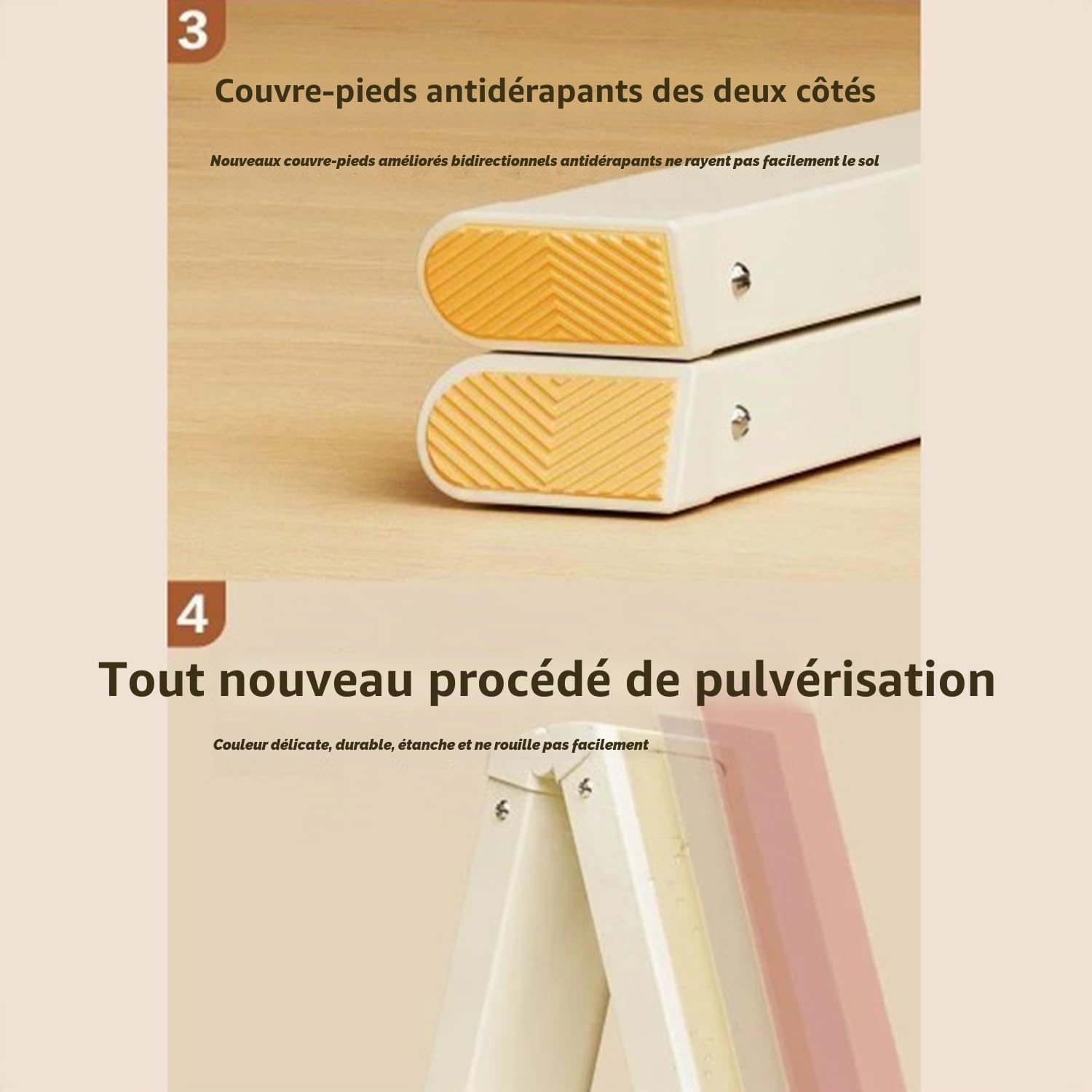 Escabeau 3 Marches Pliable,Léger Et Compact,Pédale Antidérapante Élargie,Cadre en Acier Robuste,Capacité De Charge De 150 Kg,Convient pour La Cuisine,La Maison,l'Extérieur Et Le Bureau.