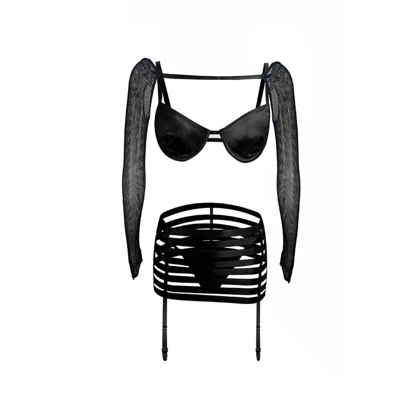 Ztianef Women's 1 Christmassexy Fishnet Long Sleeve Tie Hip Garter Erotic Lingerie Set,,L